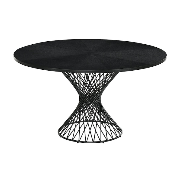 Armen Living Cirque 54" Round Black Wood and Metal Pedestal Dining Table LCCQDIBL - main